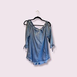 Denim button back tunic